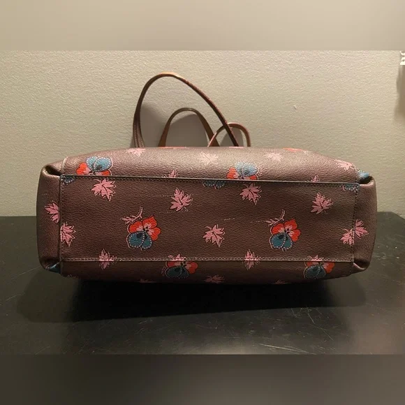 GUC COACH Mini Christie Carryall & Matching Wallet Set Wildflower Print Oxblood - Picture 7 of 15